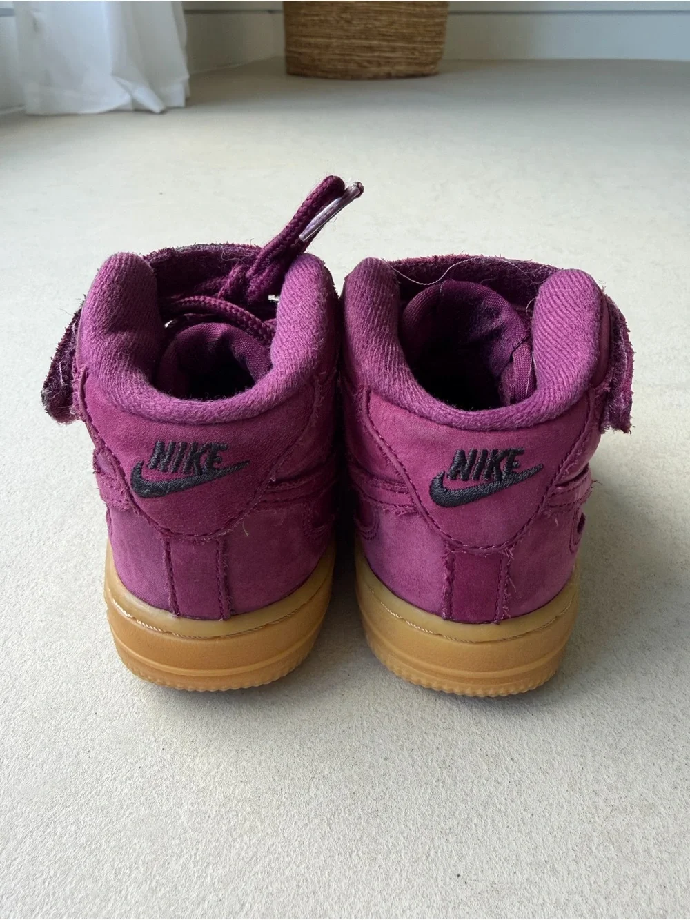 Nike Kids Purple High-Top Sneakers with Gum Sole